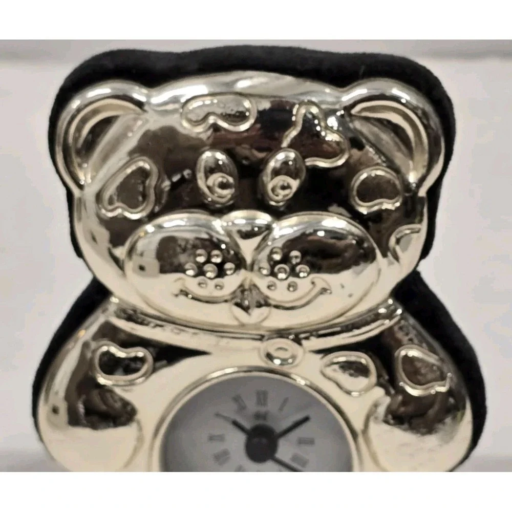 Vintage Sterling Silver Bear‎ Clock Roberto Miniati Italy